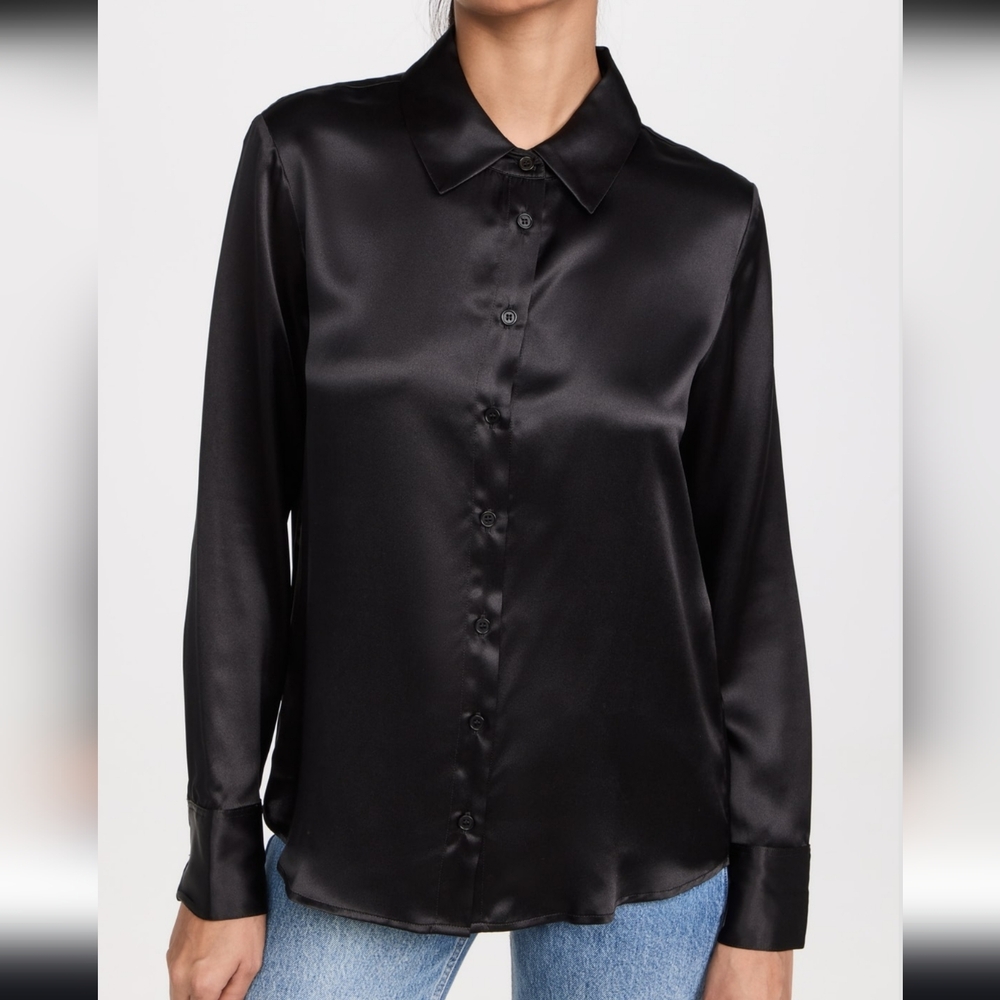 Reformation Women's Elegant 100%‎ Silk Black Shirt - Picture 5 of 9